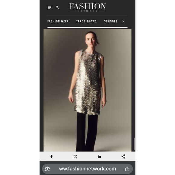 Lafayette 148 New York Paillette Sequin Shift Dress Mixed-Metal Metallic Large - Picture 4 of 16